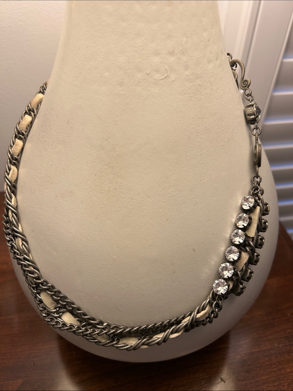 Silver-Tone, Chain Necklace with Clear Crystal Accents - Women's/ Unisex Jewelry